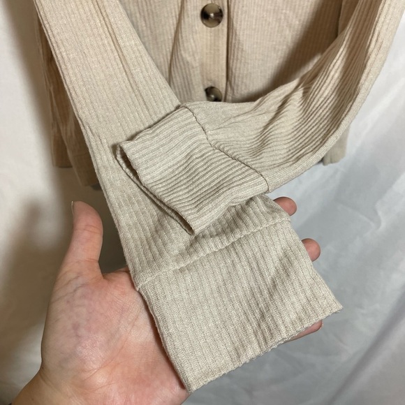 LOFT Beige Ribbed Cardigan - Picture 4 of 8